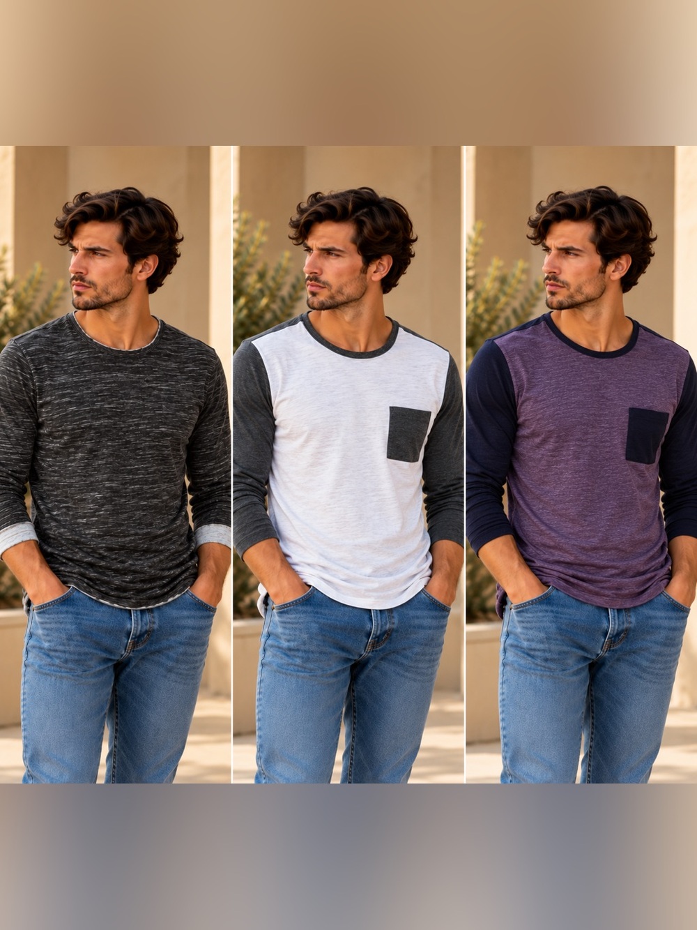 Express One Eleven Menโs Long Sleeve Tees Size Small Lot of 3